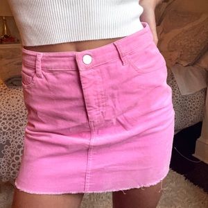 Neon pink mini skirt